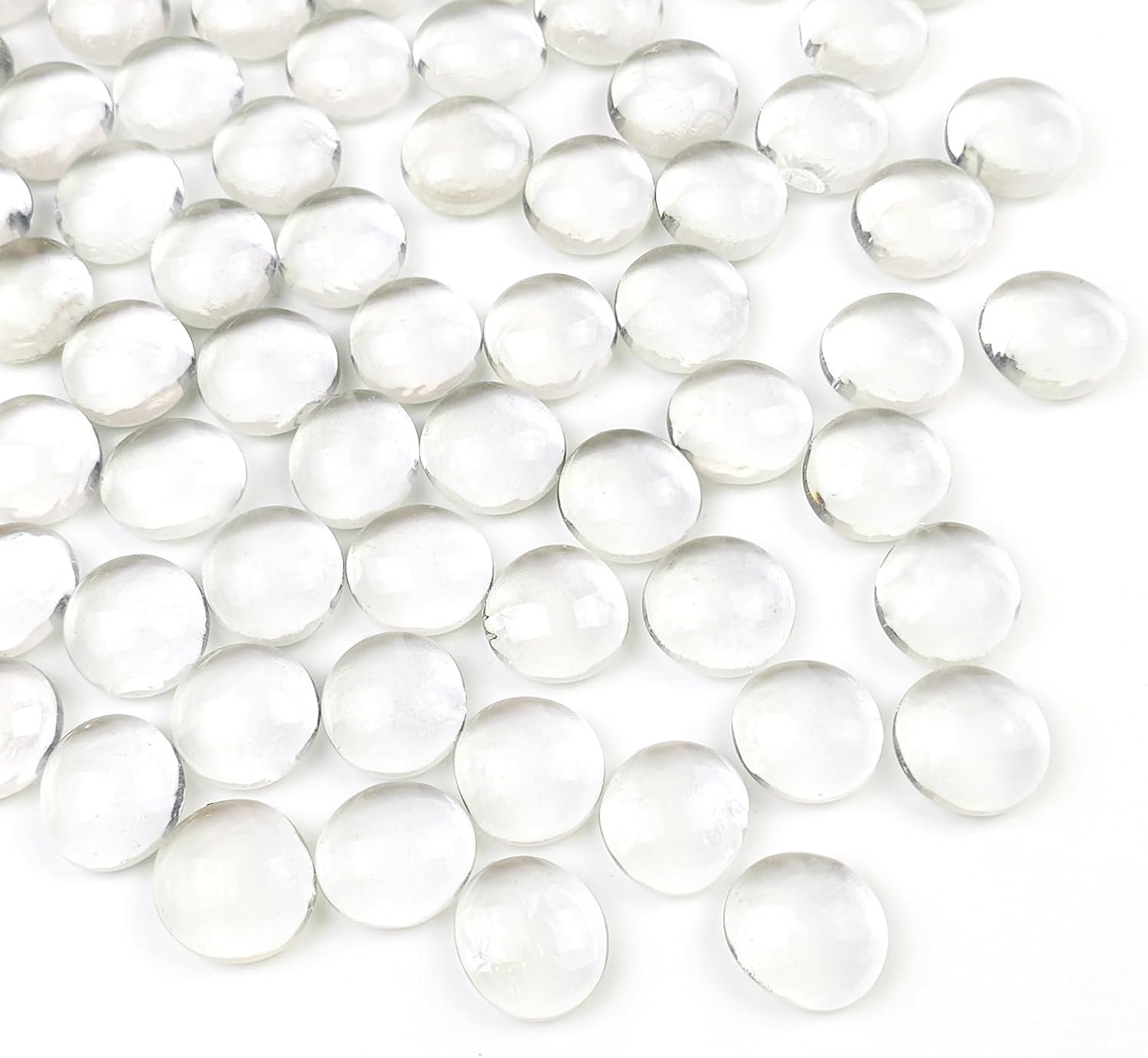1lb Clear Glass Beads for Vases, 100 Pcs Glass Pebbles, Clear Flat Gla