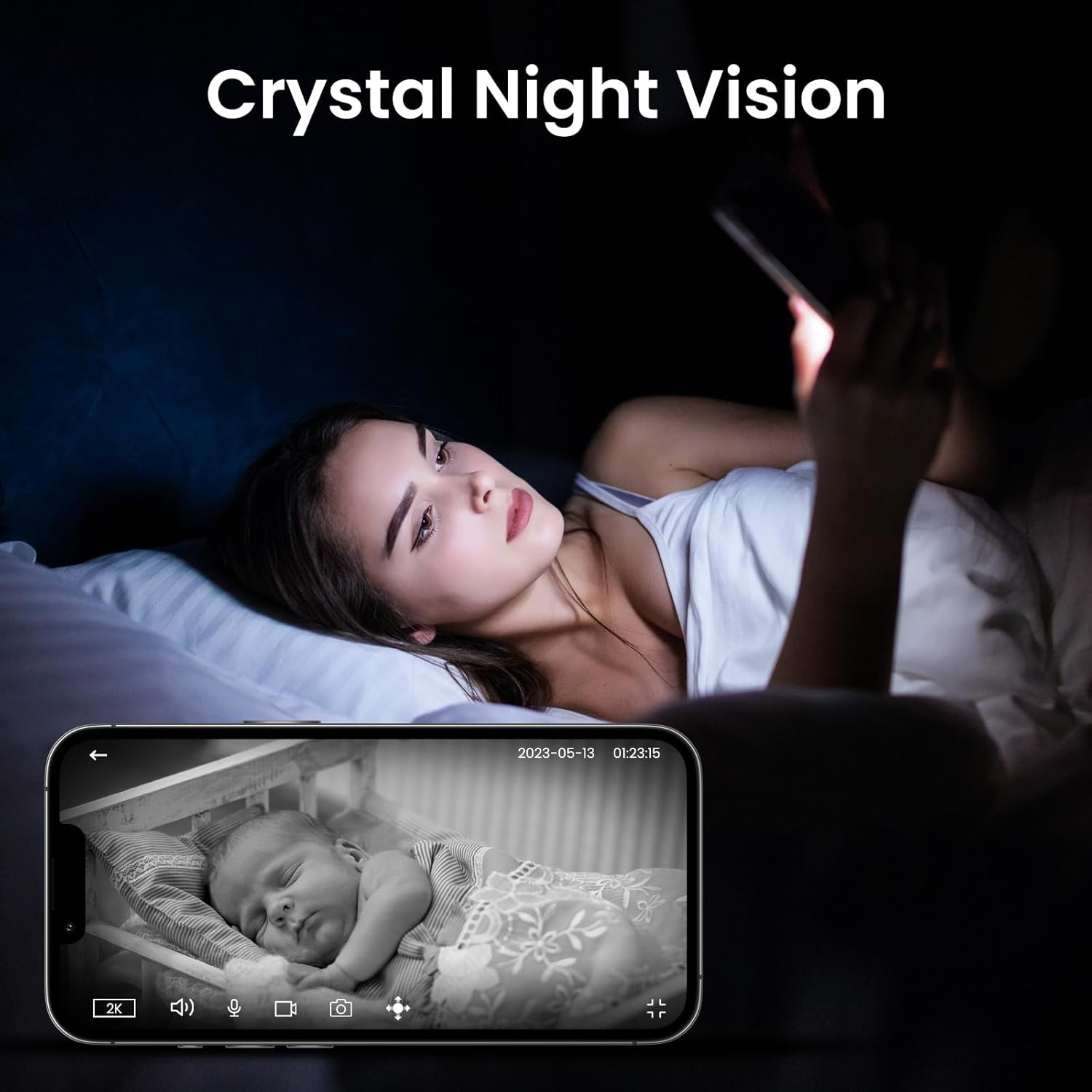 Cinnado Security Camera Indoor-2K 360° WiFi Cameras for Home Security，