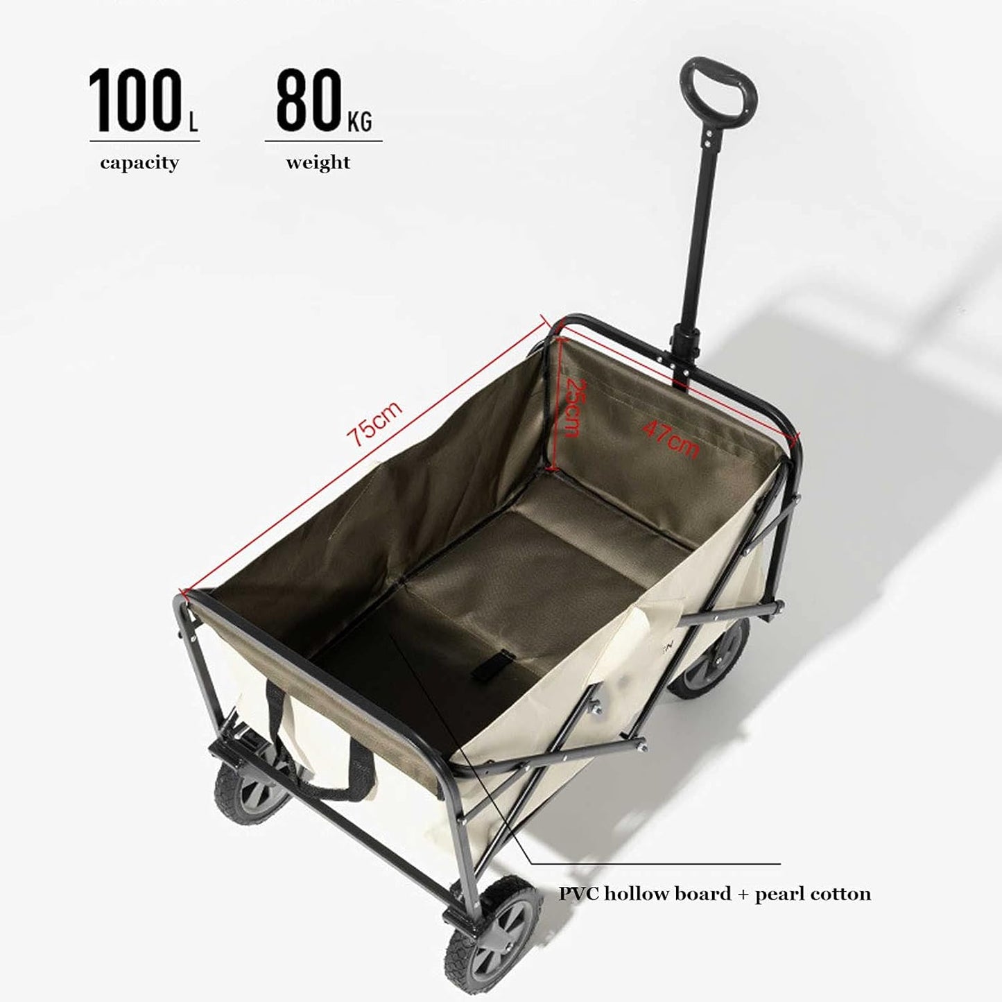 Garden Cart Heavy-Duty Steel Multi-Function Wagon Stroller Portable with Adjustable Push-Pull Handle Foldable Wagon Cart Shopping Carts with Steering Tire