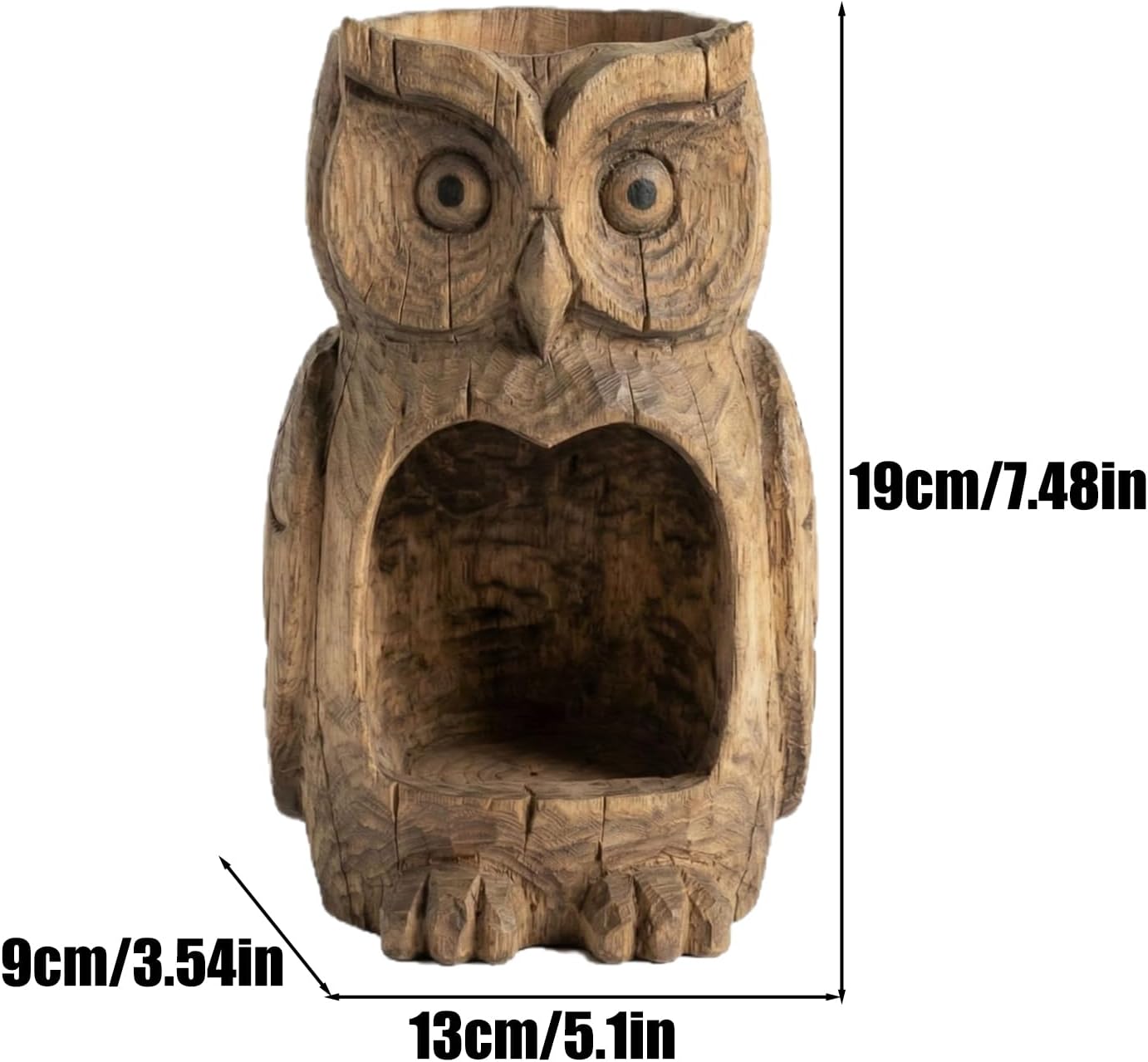 Owl Shaped Bird Feeder - Resin Owl Statue, Sparrow Feeding Station for Displaying, Premium Quality Garden Set, Sculpting Tool with Weather-Resistant Coating, Versatile Outdoor Aid for Nourishing