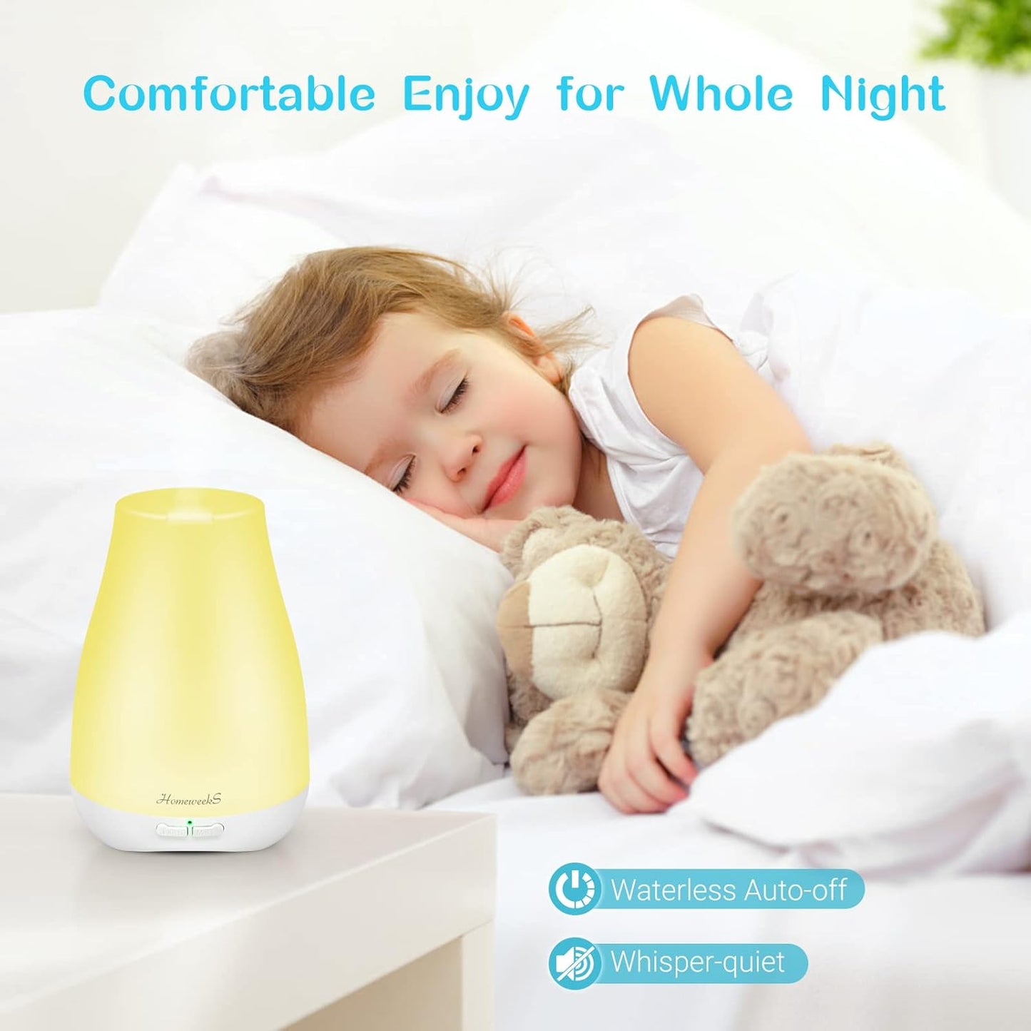 Homeweeks Diffusers, 100ml Colorful Essential Oil Diffuser with Adjust
