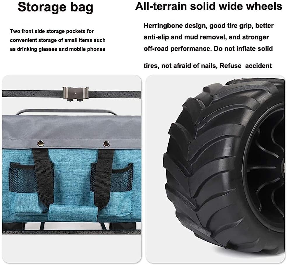 Handcart, Folding Portable Shopping Cart with Canopy, Trolley Cart Heavy Duty Wagon, Children's Luggage Cart for Outdoor/Camping/Fishing/Mall, Load: 100Kg