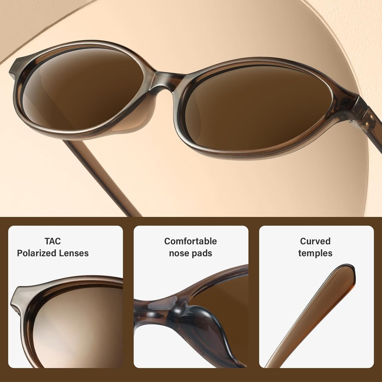 KUGUAOK Retro Oval Sunglasses for Women 90s Design Small Cat Eye Sun G