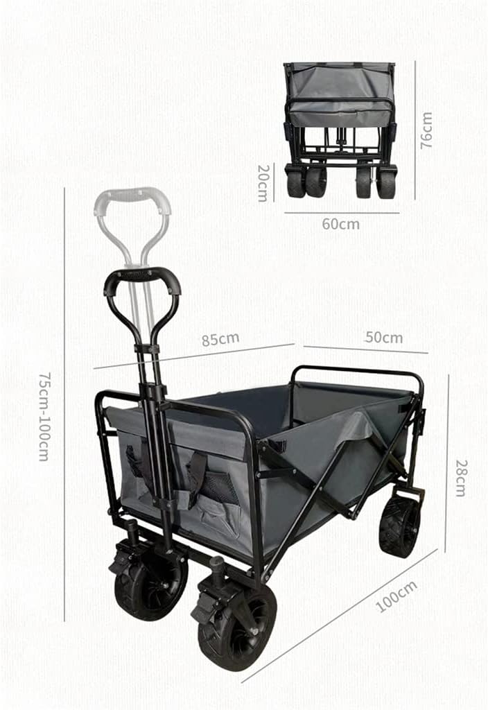 JSEIAJB Camping Cart 120L Large Capacity Folding Adjustable Trolley Portable Shopping Pushcart Outdoor Picnic Beach Wagon(D)