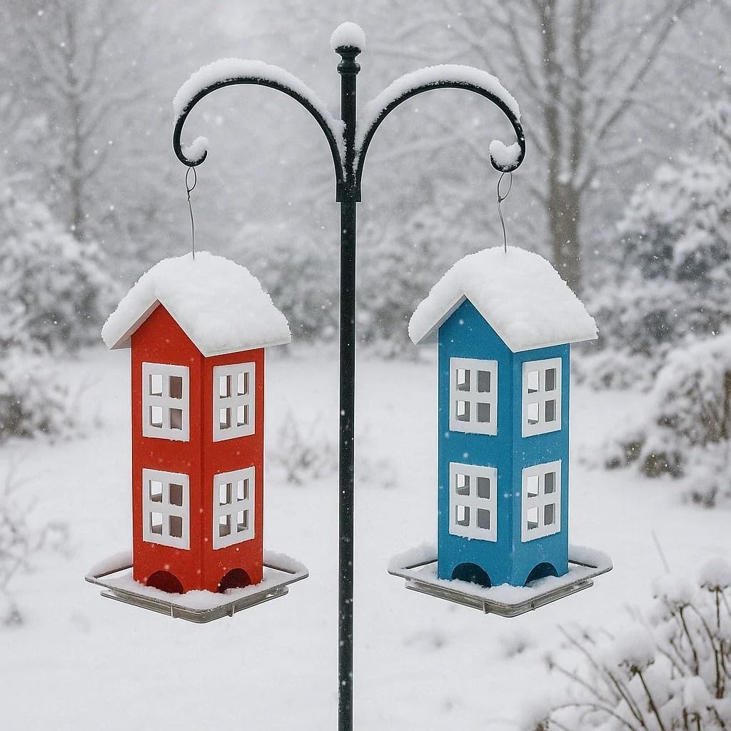 2pk Bird Feeders for Outside, Metal Birdfeeder, Hanging Bird Feeder fo