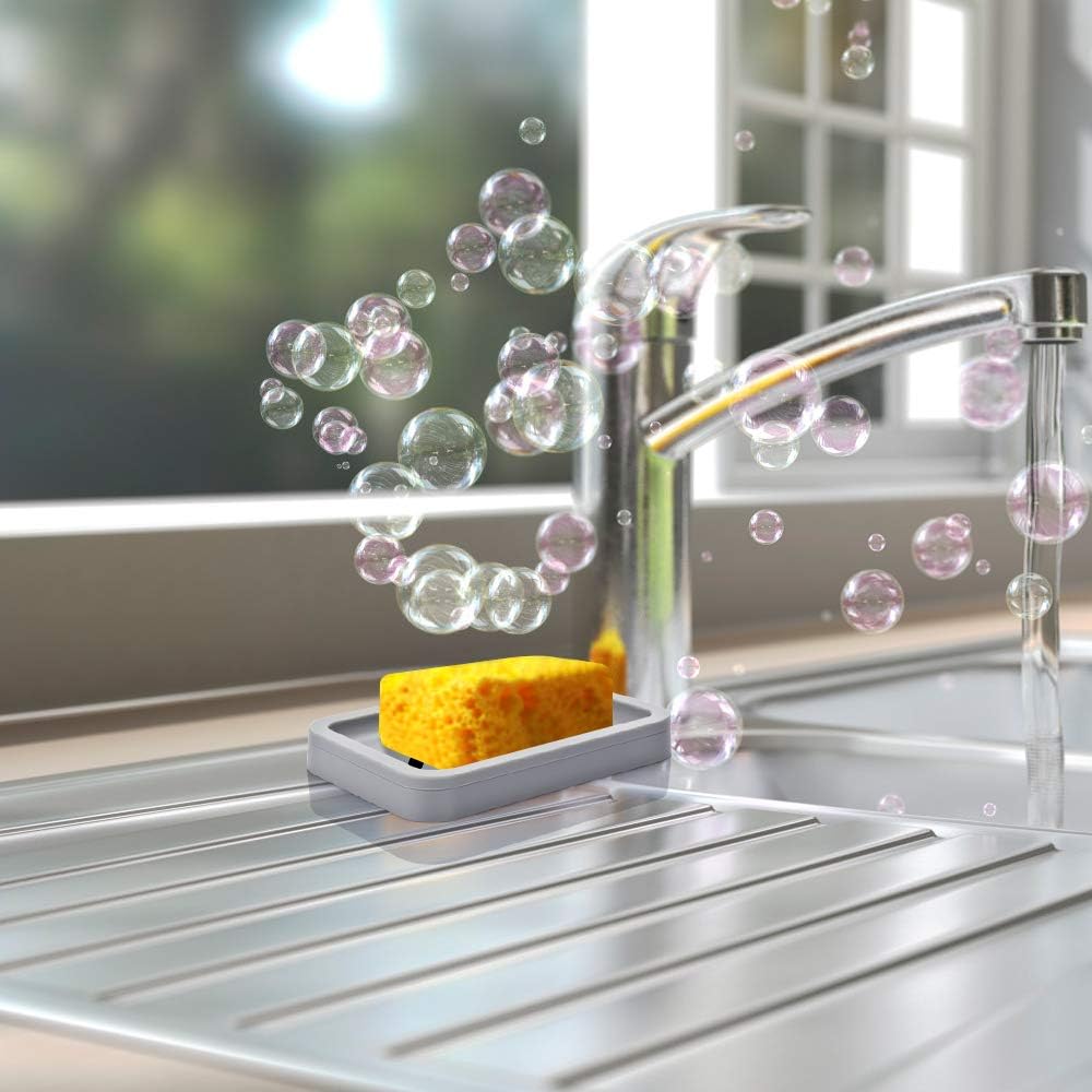 2PCS Draining Soap Dishes, Dishwashing Sponge Soap Holder with Water T