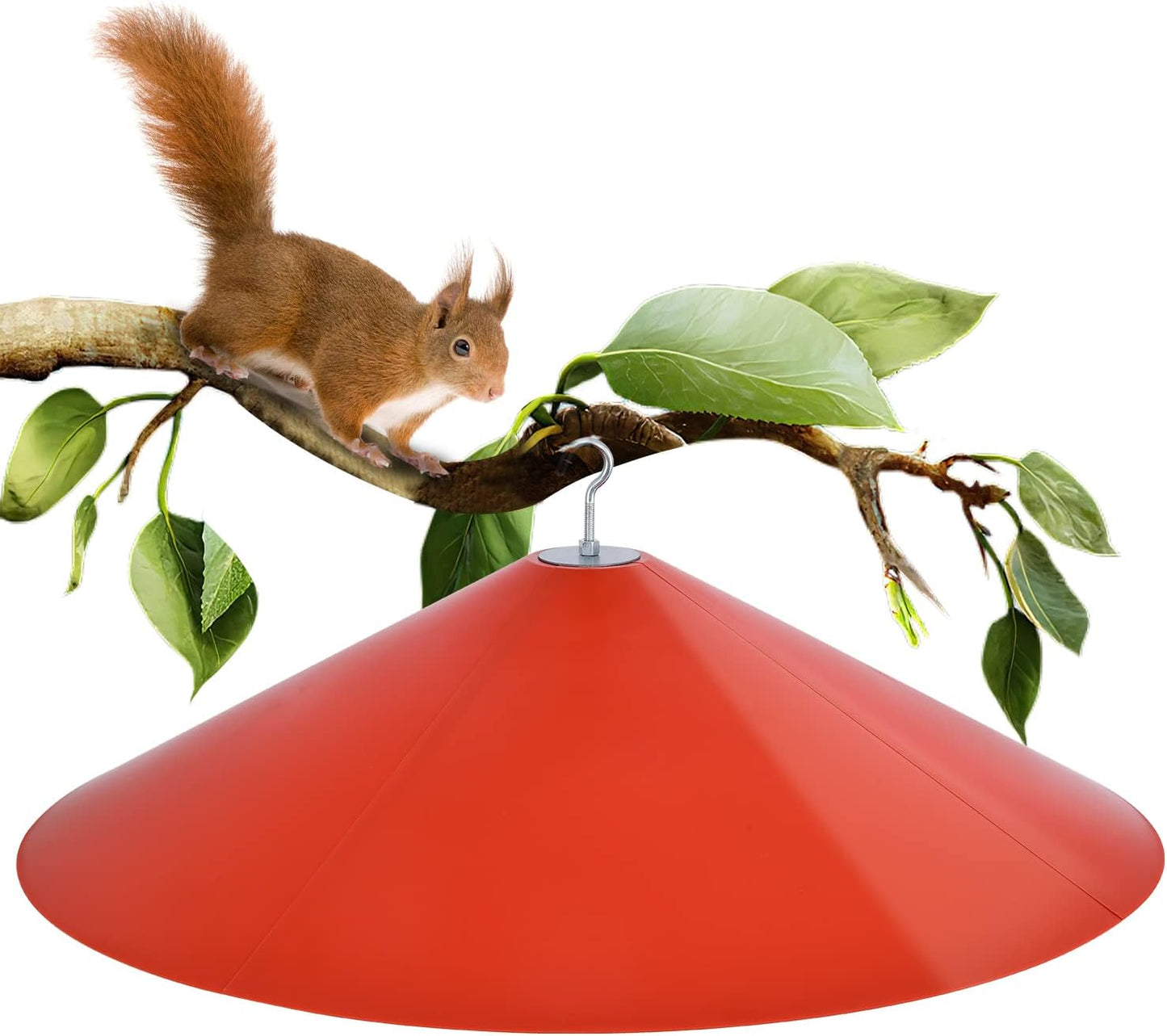 24-inch Large Squirrel Proof Bird Feeders for Outside Hanging, Outdoor Squirrel Baffles for Bird Feeders Pole, Red Color
