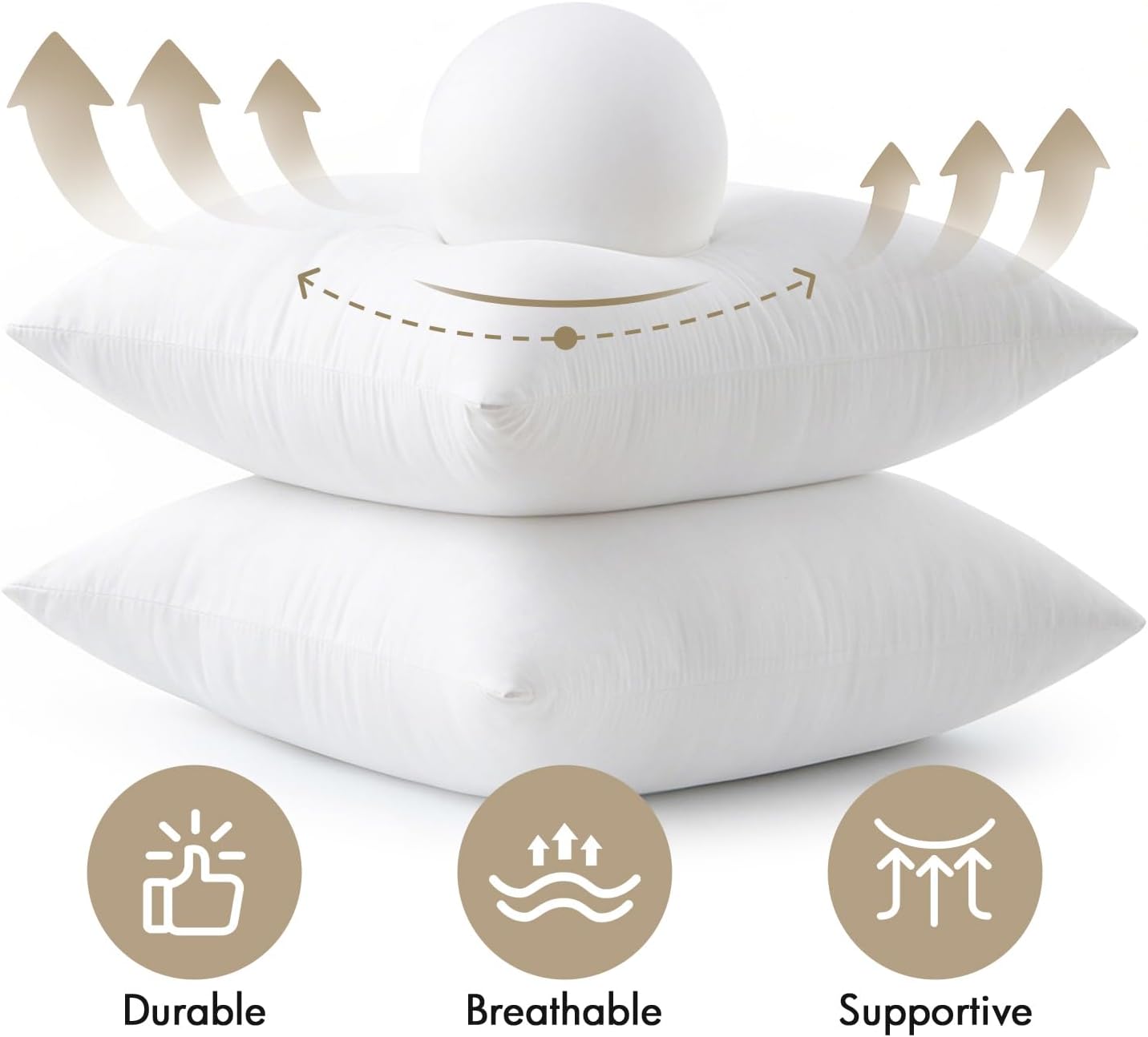MIULEE Pillows Inserts, Pack of 4 18x18 Inch 100% Virgin Microfiber Filling Throw Pillows for Bed Couch Sofa