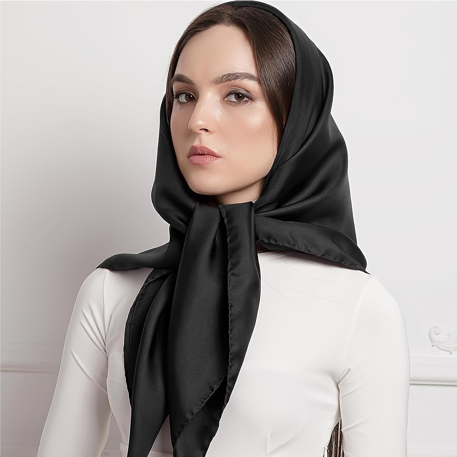 vimate 35" Square Silk Like Head Scarf - Women's Fashion Satin Scarf B