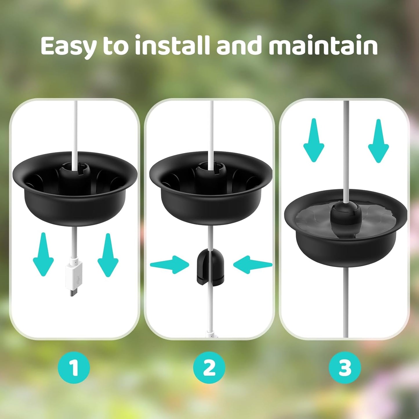 NETVUE by Birdfy Ant Guard for Hummingbird Feeder with Camera Solar Powered Cable, Keep Nectar from Ants, Hummingbird Feeders for Outdoors Hanging, Black, Made of Durable Plastic & Silicone, 2 Pack
