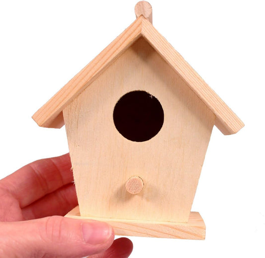 Creative Hobbies® Mini 4 Inch Tall Birdhouse - Set of 4 Styles, Small Unfinished Wood Ready to Paint or Decorate