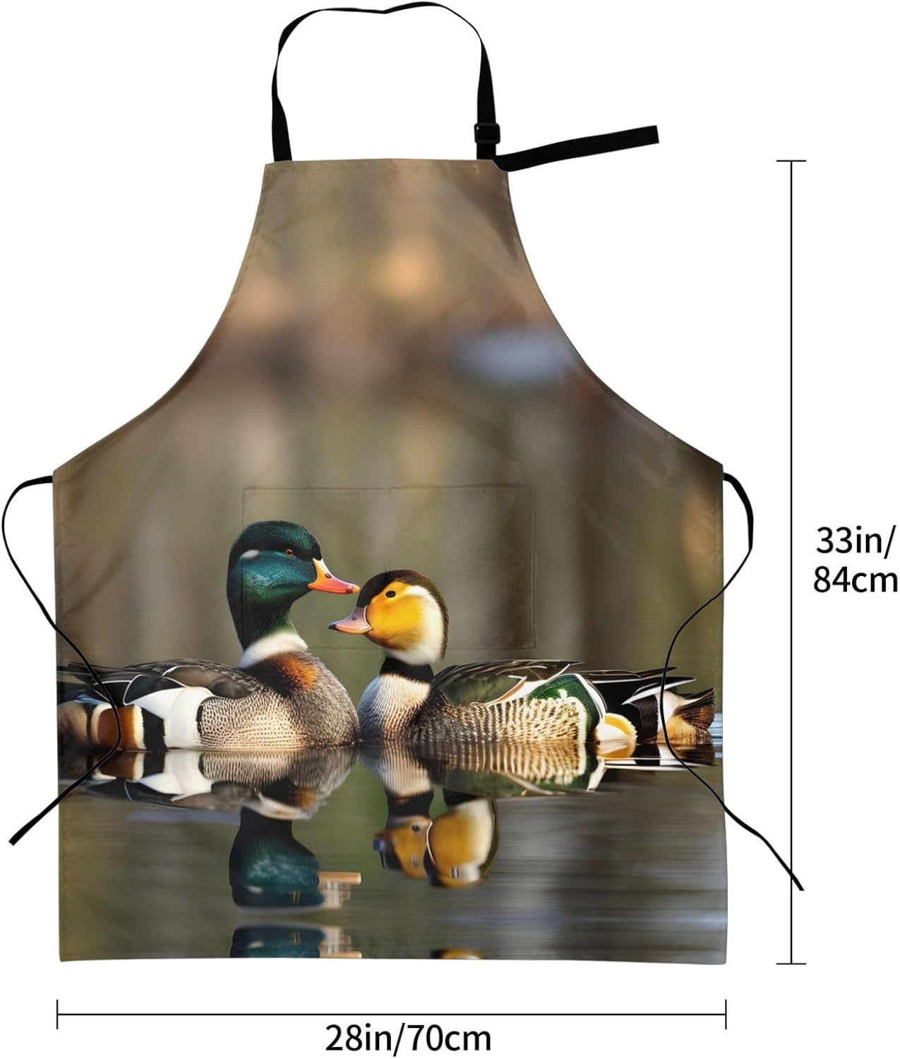 Mallard Ducks print Waterproof apron with pocket adjustable cooking apron for adult kitchen bibs to bake