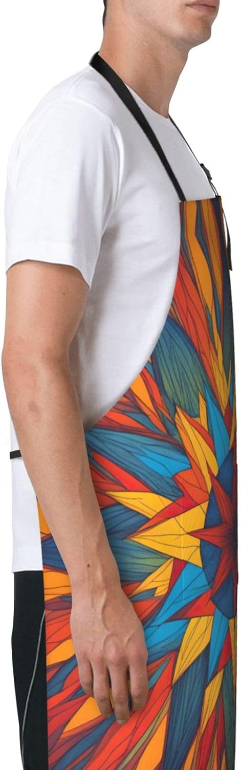 Colorful Star print Waterproof chef's apron with pocket apron for kitchen cooking baking barbecue and gardening