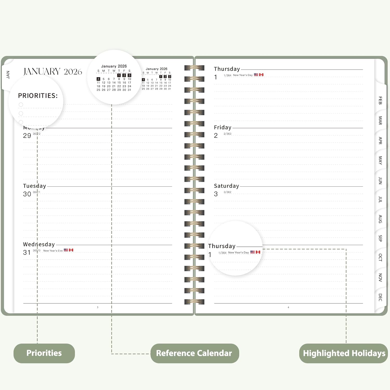2026 Planner, Weekly and Monthly Calendar Academic Planner, Jan 2026 -