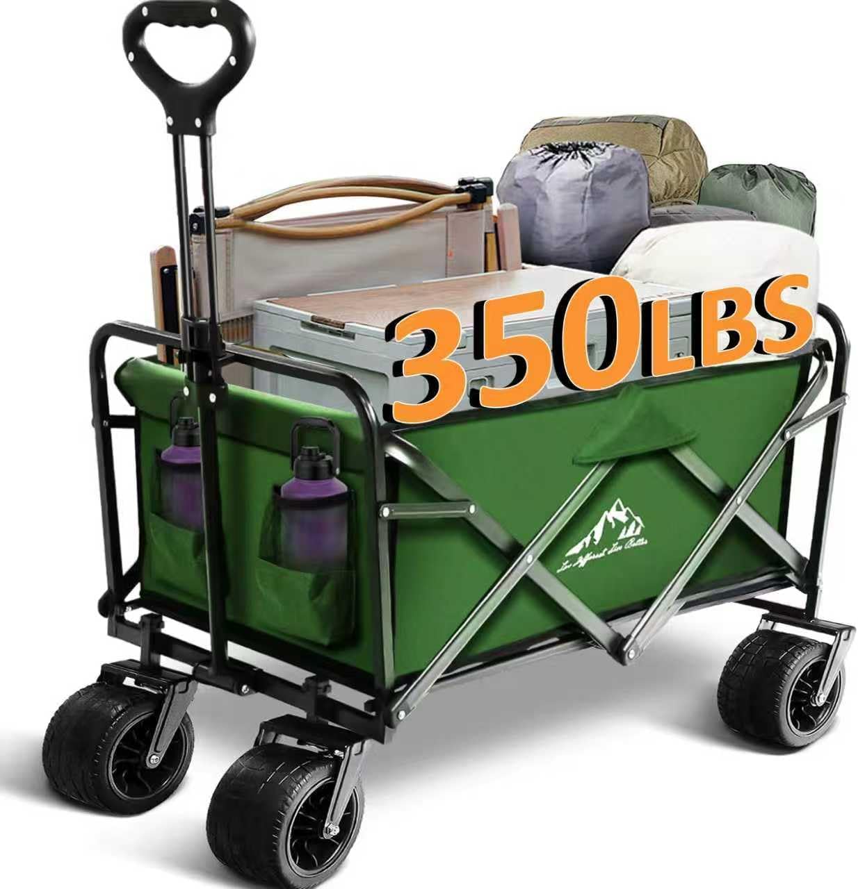 Foldable Wagon Cart, 300lbs Folding Utility Cart with All-Terrain Whee