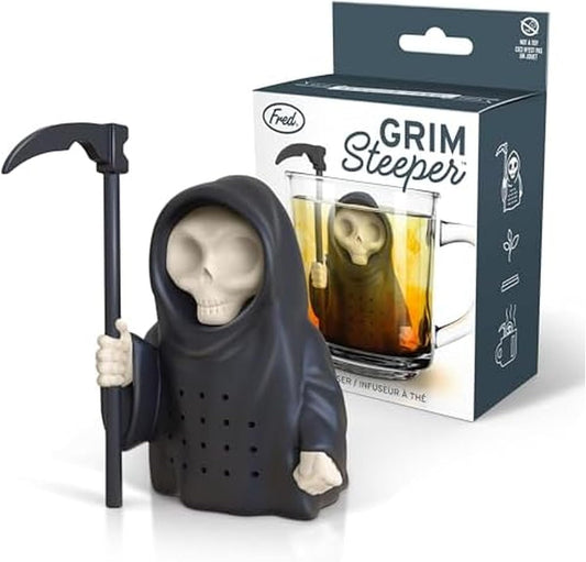 Genuine Fred Grim Steeper Reusable Silicone Tea Infuser, Black Grim Re