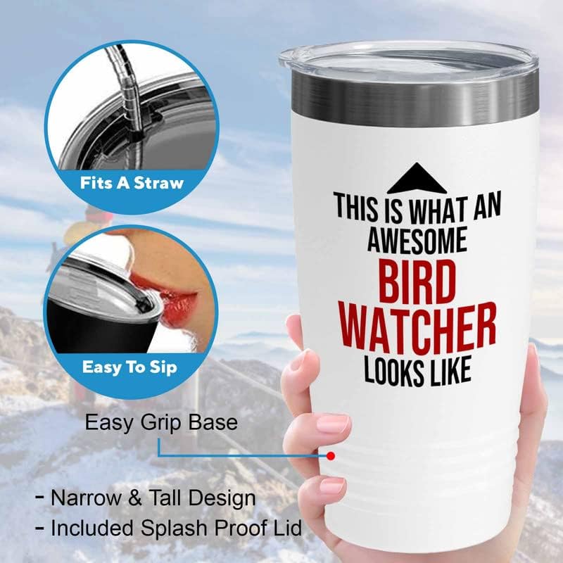 Bird Lover White Edition Viking Tumbler 20oz - Awsome Bird Watcher Loo