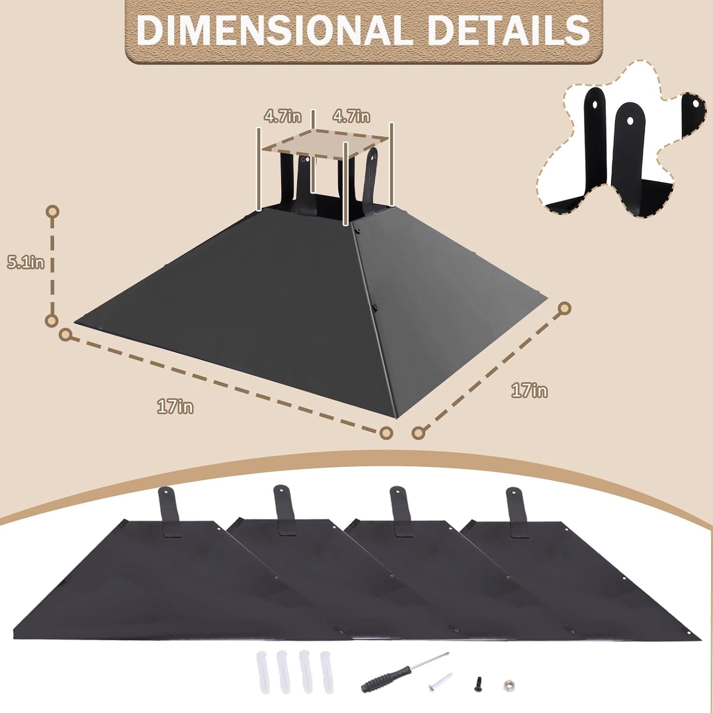 Squirrel Baffle for 4x4 Post, Metal Baffle for Bird Feeder Pole, Outdoor Squirrel Guard Proofing, Black 1 Pack