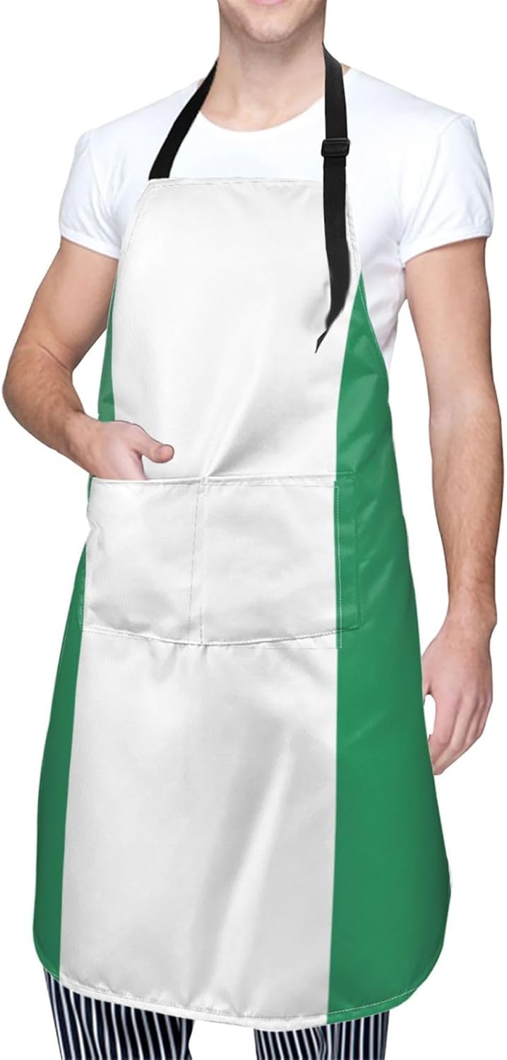 Flag of Nigeria Print Laundry apron 28x33 In Waterproof Kitchen Apron with Pockets for Cooking Baking