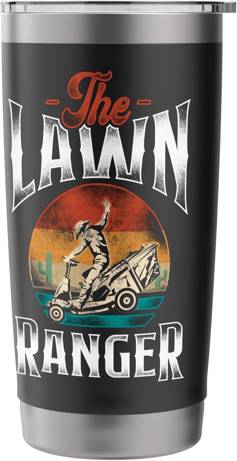 Lawn Mower Mowing Dad Father Landscaper Retro Vintage The Stainless Steel Insulated Tumbler