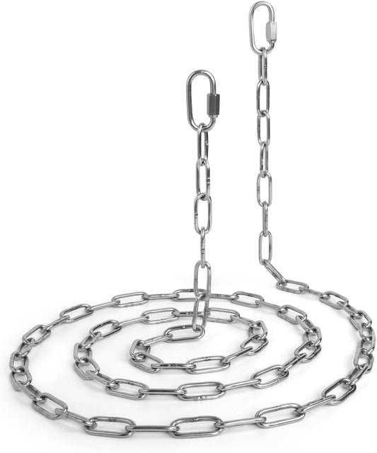 6 Feet Small Metal Chain with Hooks, 120 Pounds Light Weight Chain Link, 1/8 Inch Thin Adjustable Stainless Steel Chain for Bird Feeder, Plant, Fruit Basket Decorative Hanging, Silver