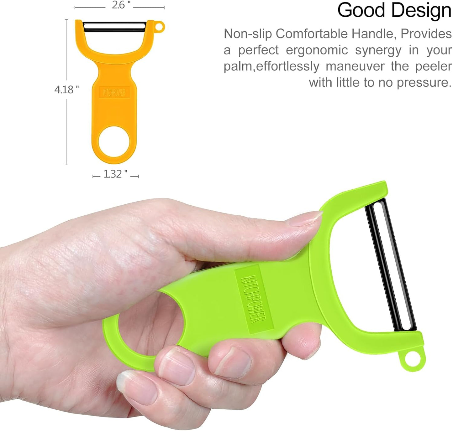 Original Vegetable Fruit Peeler Carbon Steel Blade 3 Pack Red/Green/Ye