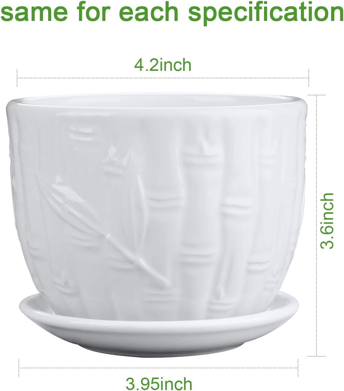 Brajttt Flower Pots, 4 Inch Cylinder Ceramic Plant Pots with Connected Saucer, Mini Ceramic Planters for Succulent and Little Snake Plants (6 Pack, White)