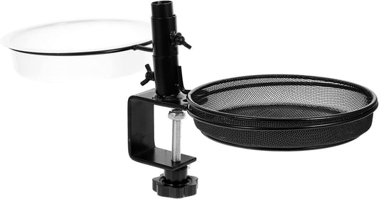 FAVOMOTO Multi-Function Metal Bird Feeder Stand with Washable Mesh Tra