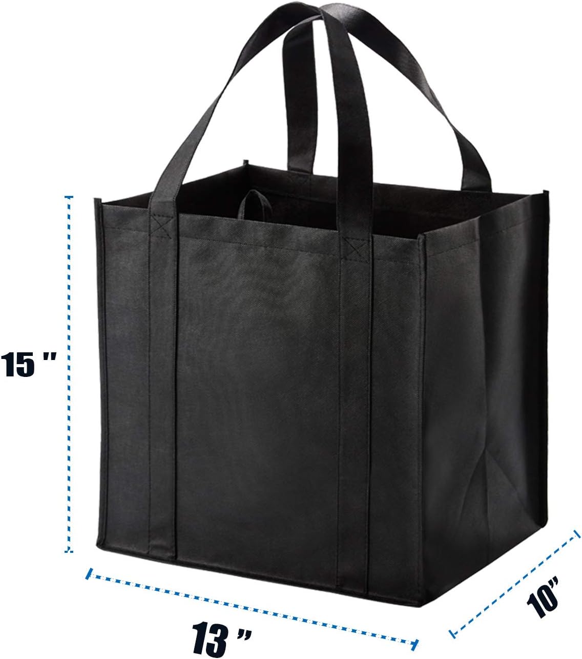 NERUB 10 Pack Reusable Reinforced Handle Grocery Bags - Heavy Duty Large Shopping Totes with Thick Plastic Bottom can hold 40 lbs