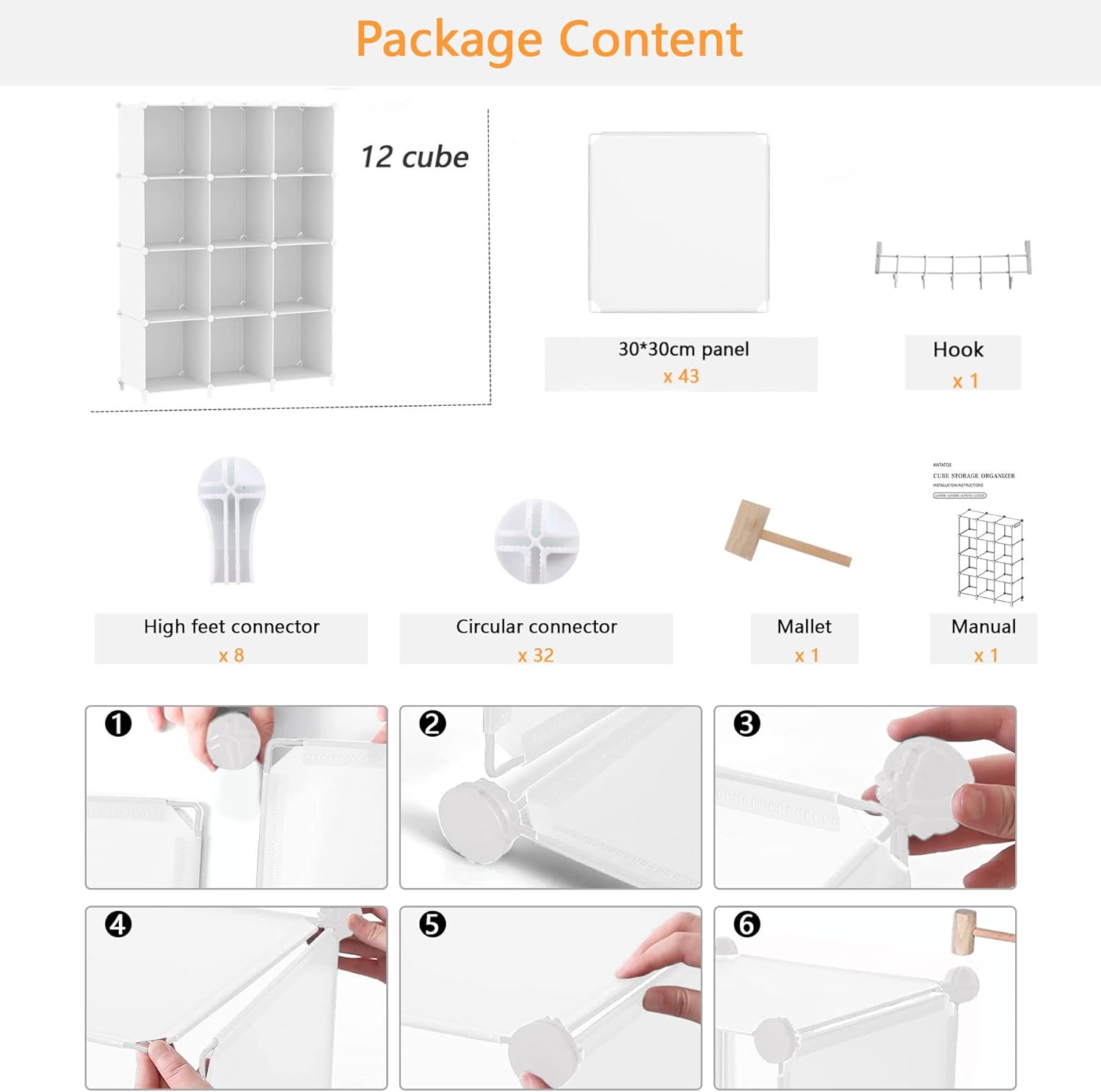 AWTATOS Cube Storage Organizer Storage 12 Cube Bookshelf DIY Plastic C