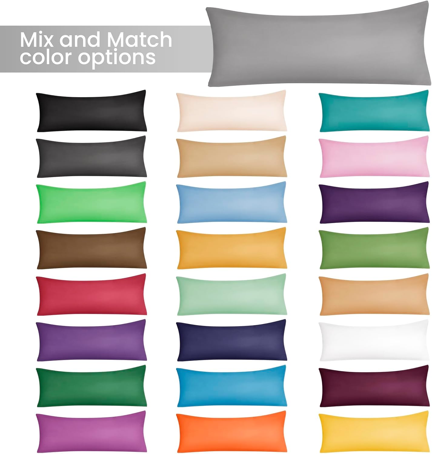 EVOLIVE Ultra Soft Microfiber Body Pillow Cover/Pillowcases 21"x54" with Hidden Zipper Closure (21"x54" Body Pillow Cover, Charcoal Grey)