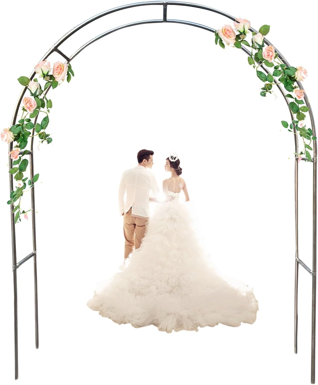 Stainless Steel Garden Arch, 7.5ft/7.9ft High Trellis for Climbing Plants, Metal Archway for Roses, Outdoor Patio Décor, Durable Garden Decoration (11x7.9ft)