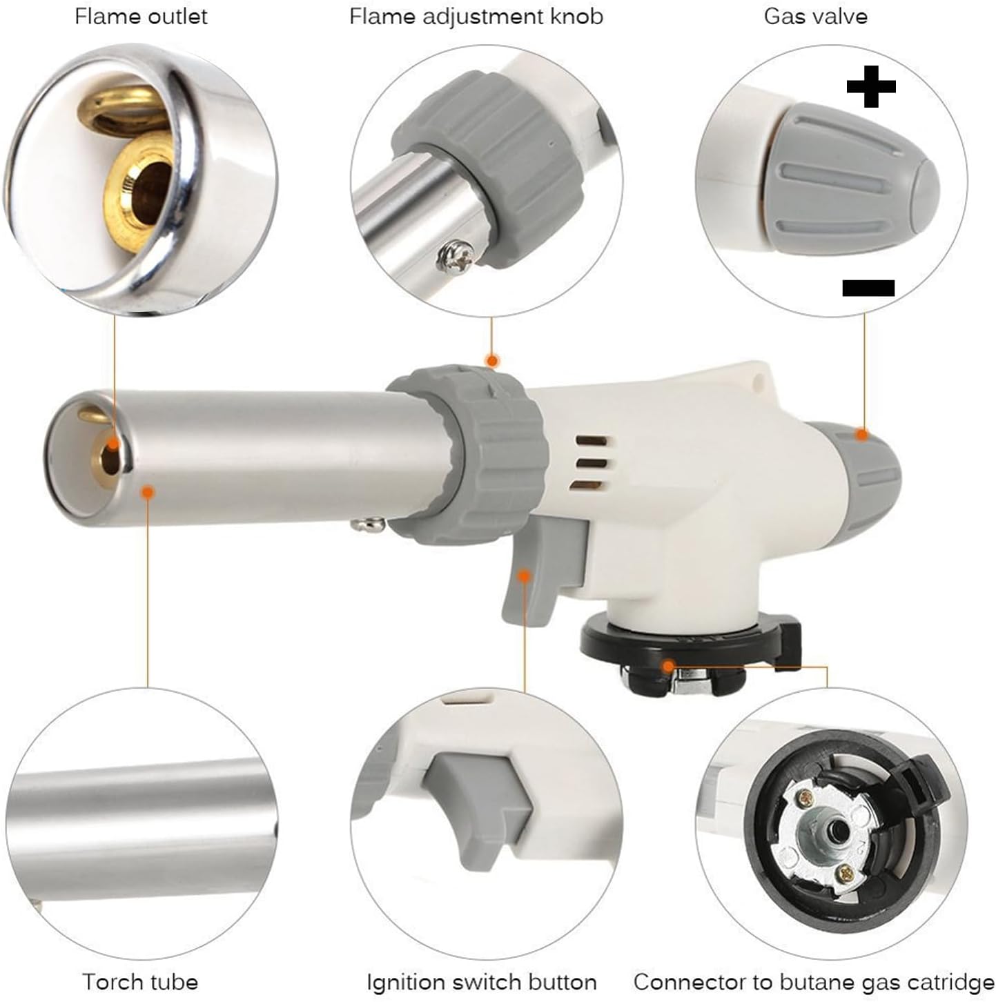 FunOwlet Butane Torch, Reverse Use Culinary Kitchen Blow Lighter with Adjustable Flame, Butane Fuel Not Included, Ideal for Chef Cooking, Creme, Brulee, BBQ, Baking, DIY Soldering