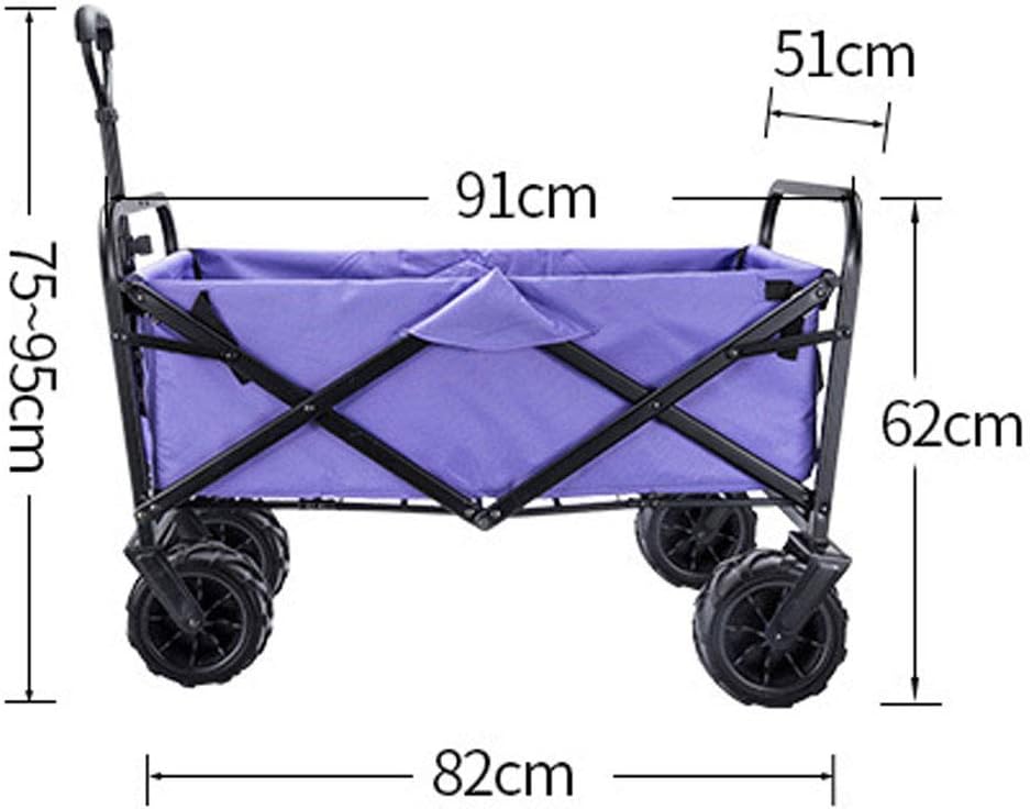 Folding Garden Trolley with Safety Belt Pull Wagon Hand Cart Foldable Transport Cart Up to 90kg for Garden, Camping, Beach, Fishing, Shopping, Pet (D)(F) (a)