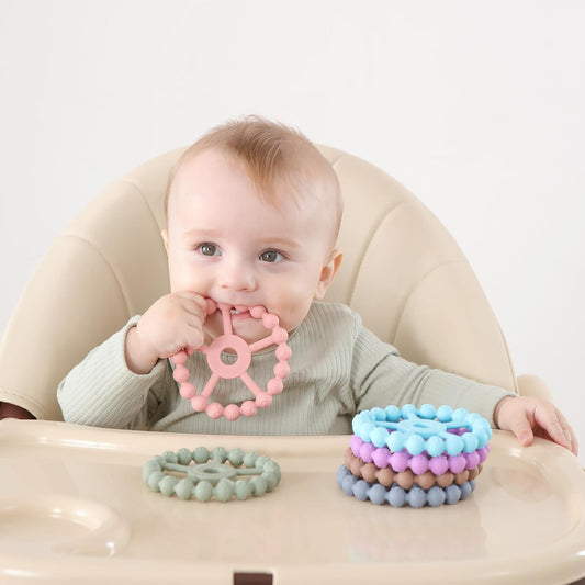 3 Pack Ring Teether Baby Infant Toys, Baby Essentials, Silicone Teethi