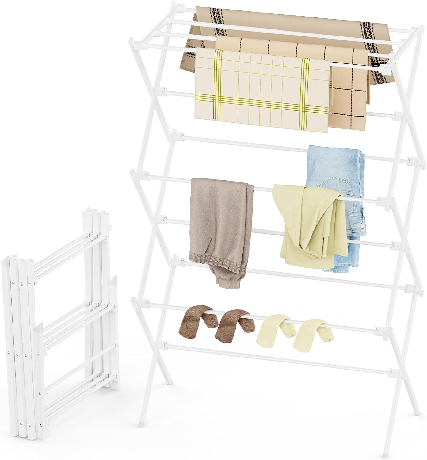 Drying Rack Clothing, 3-Tier Clothes Drying Rack Foldable, Antirust La