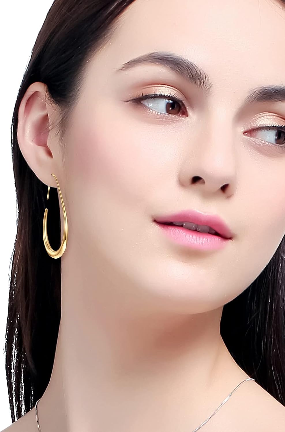 Lightweight Teardrop Hoop Earrings for Women - 14k Gold/White Gold Pla