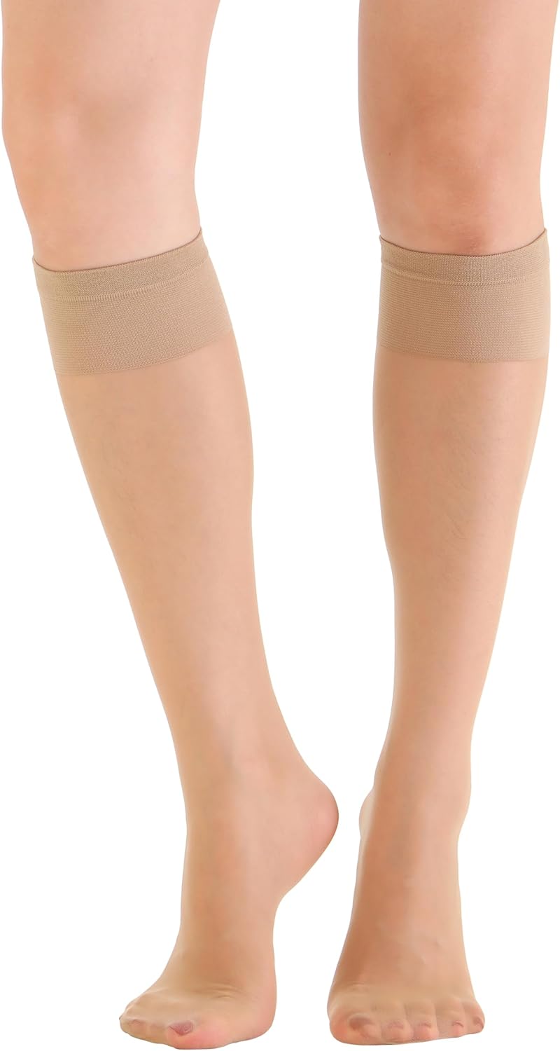 EVERSWE 6 Pairs Women's Sheer Knee High Stockings 15D