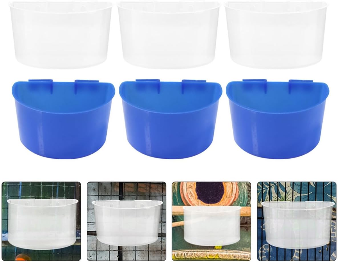 Milisten 12pcs Large Blue Hanging Bird Feeder Food Trough Water Cup Set for Bird Cage Feeding Pigeon Cage Accessory