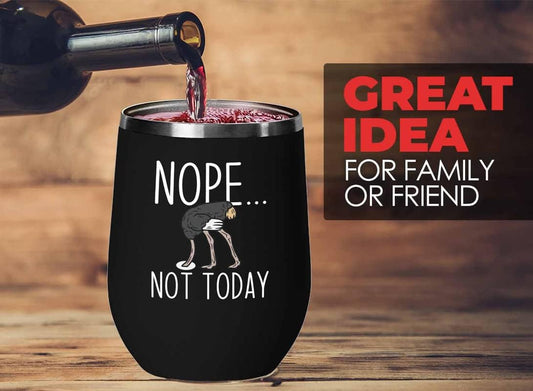 Bird Lover Black Edition Wine Tumbler 12oz - Nope not Today - Hummingb
