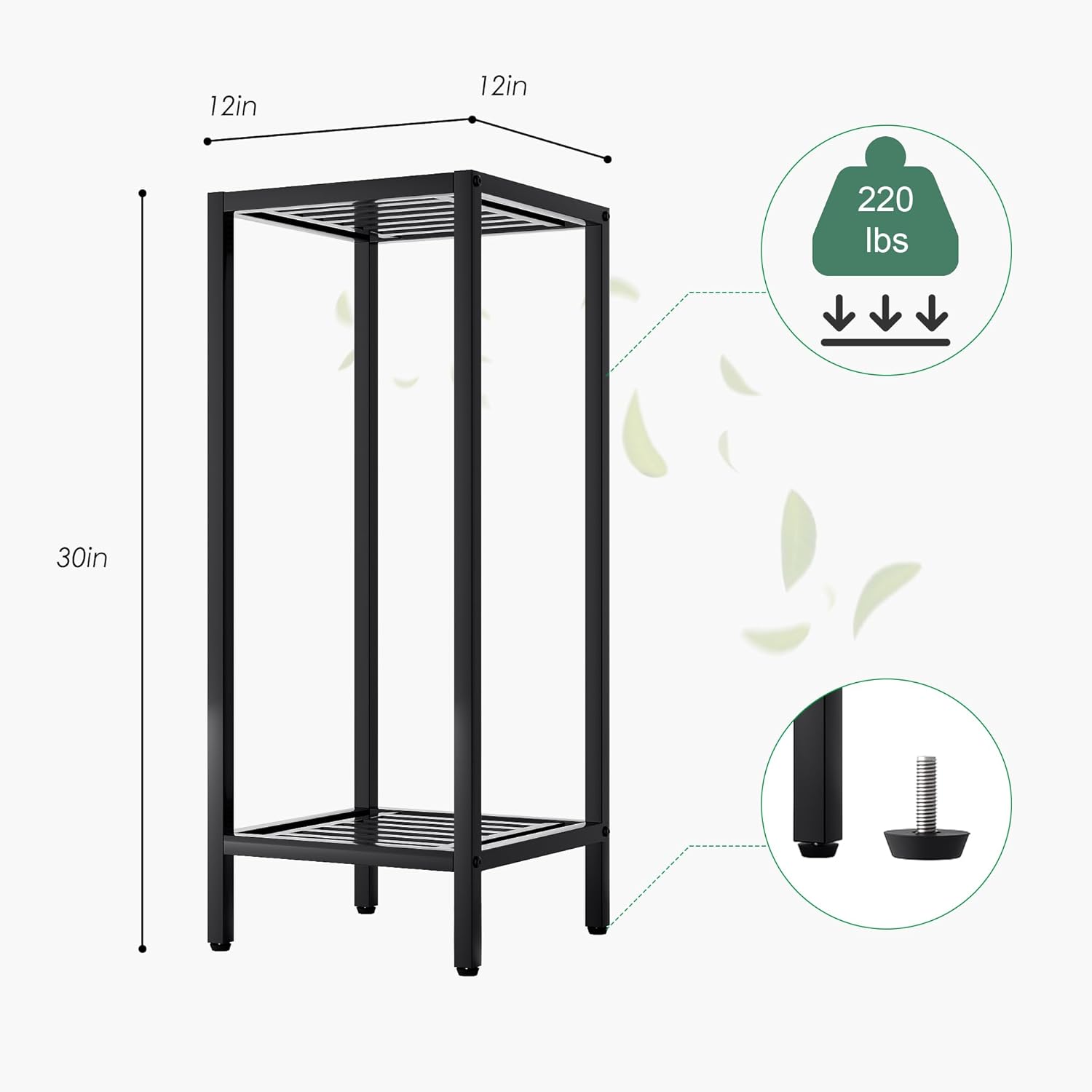 Zhongma 2 Tier 30" Tall Indoor Outdoor Plant Stand, 12 L x 12 W x 30 H