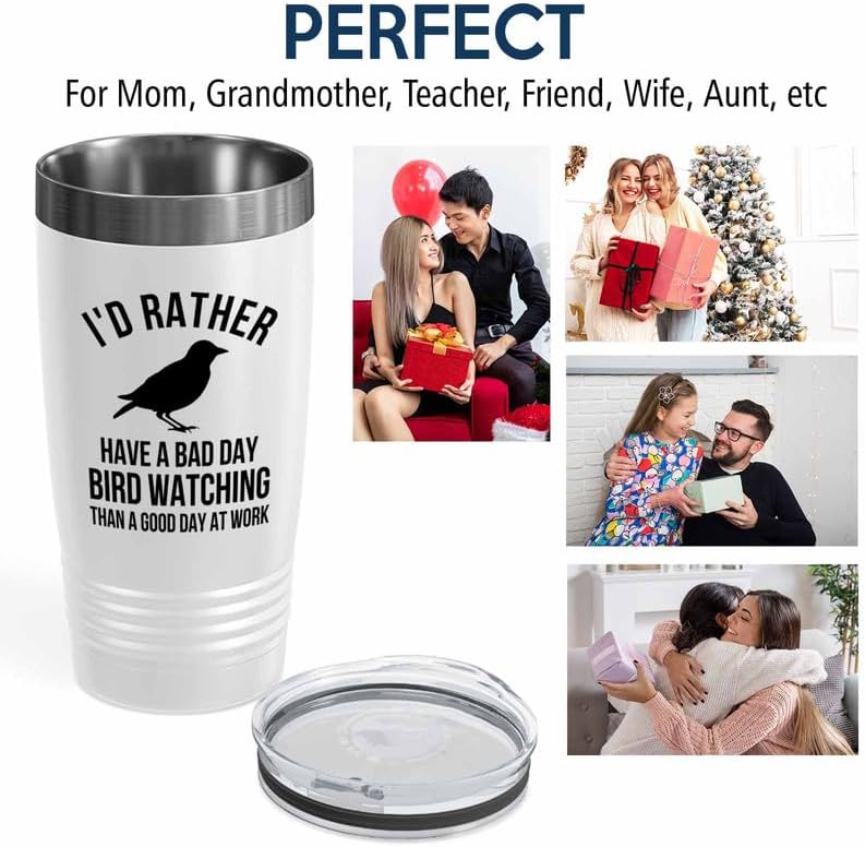 Birding White Edition Viking Tumbler 20oz - Bad day bird watching - Bi