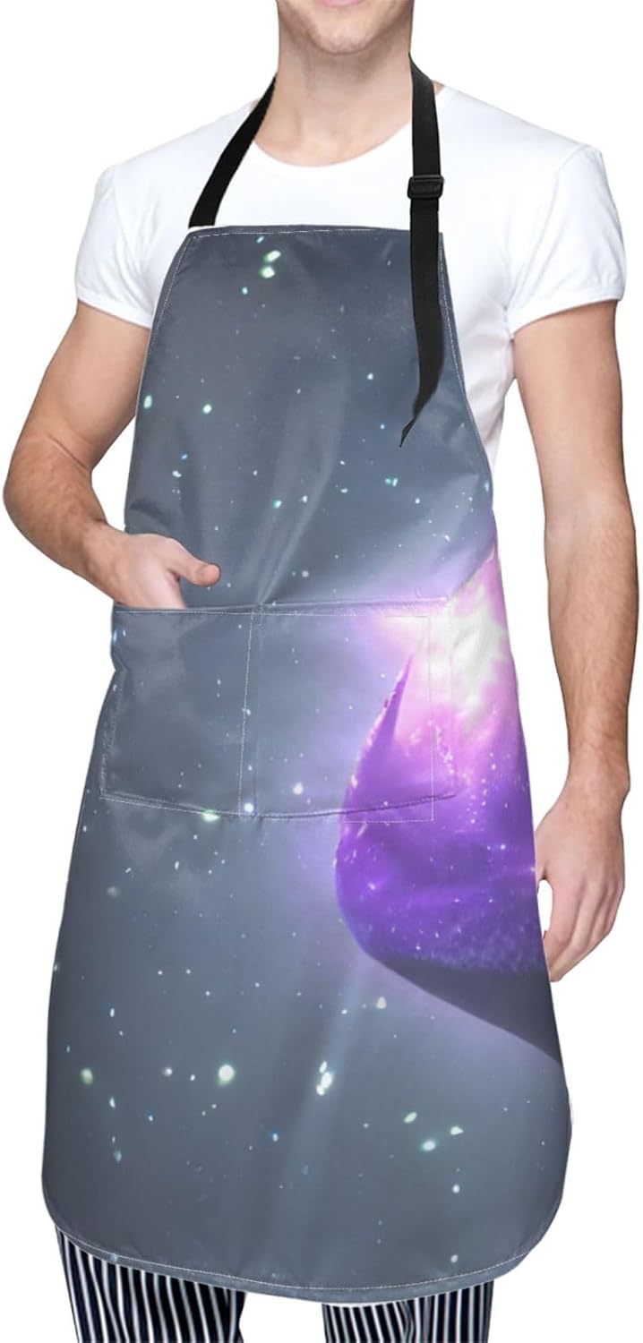 Galaxy Starry Space Purple Starry Print 28 x 33in Waterproof Apron wit
