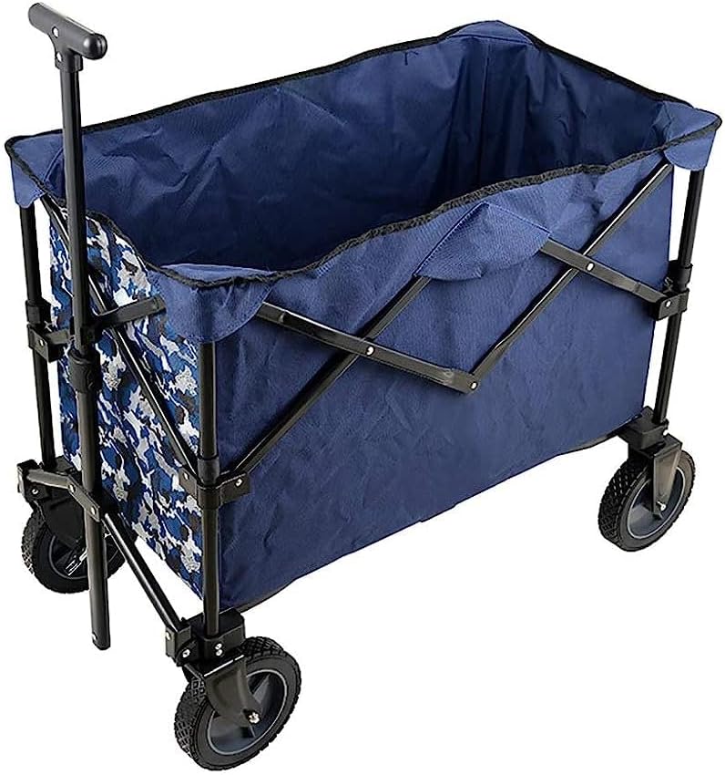 Handcart, Folding Portable Trolley Cart Shopping Cart Heavy Duty Wagon, Cargo Carry Trolley with 4 Wheel for Outdoor/Camping/Fishing/Mall - 100Kg