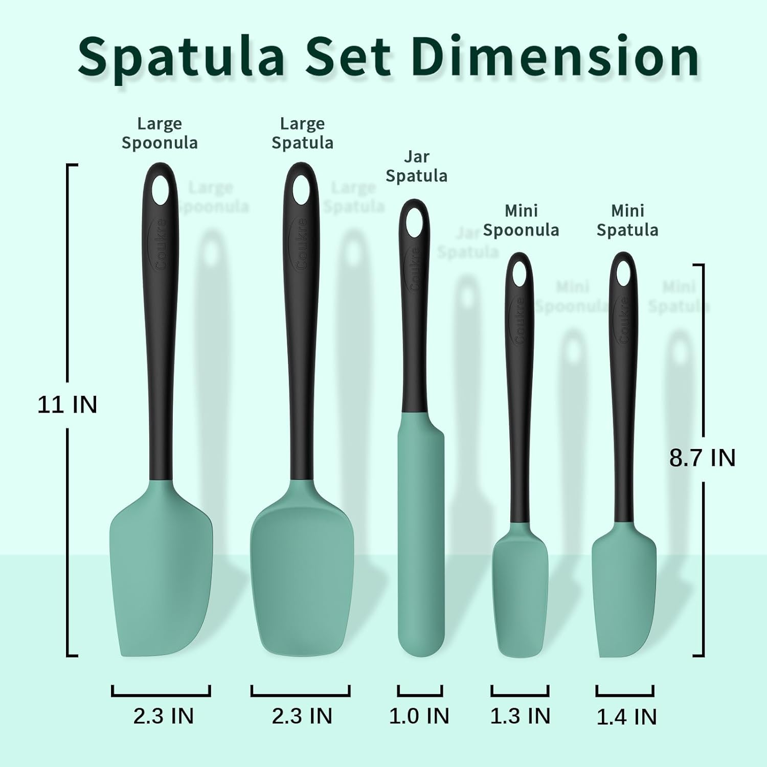 Coukre Silicone Spatula Set of 5,High Temperature Resistant, Food Grad