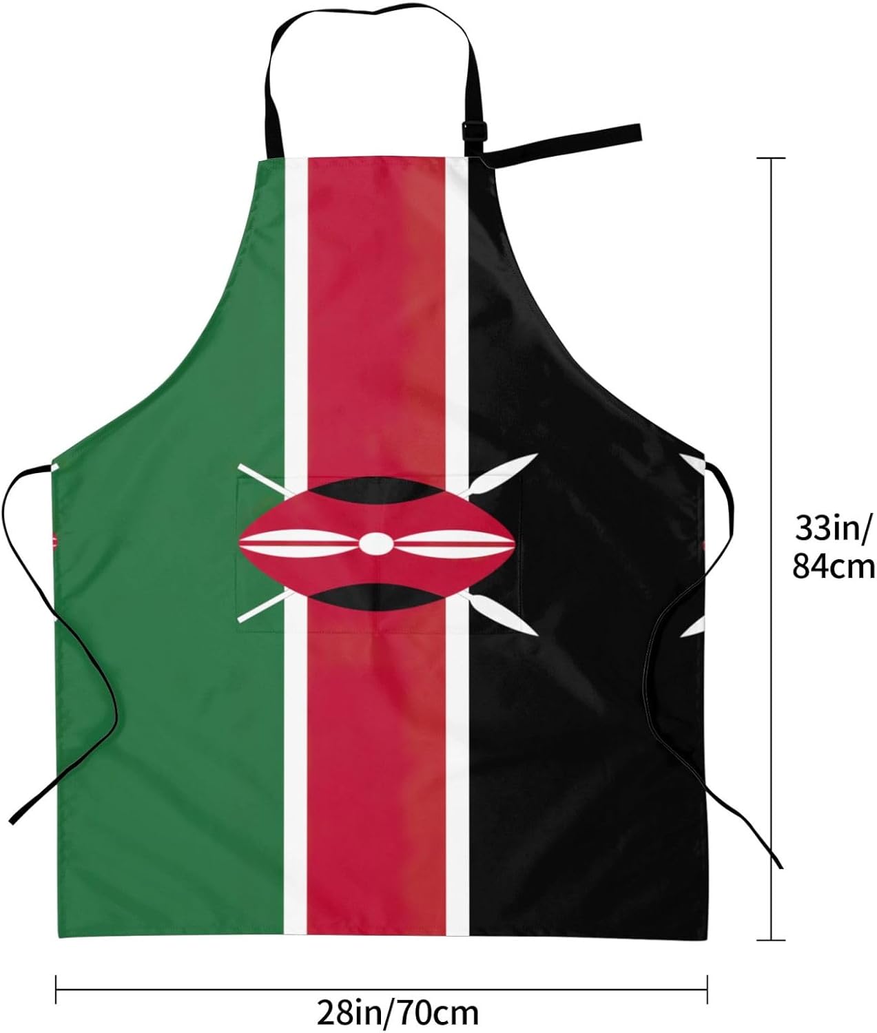 Flag of Kenya Print 28 x 33in Waterproof Apron with Pockets Fashionable Versatile Smock for Baking
