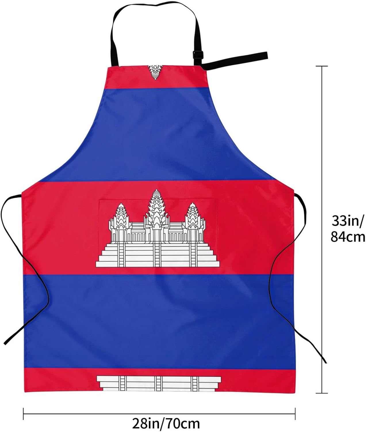 Cambodia Flag print Waterproof chef's apron with pocket apron for kitchen cooking baking barbecue and gardening