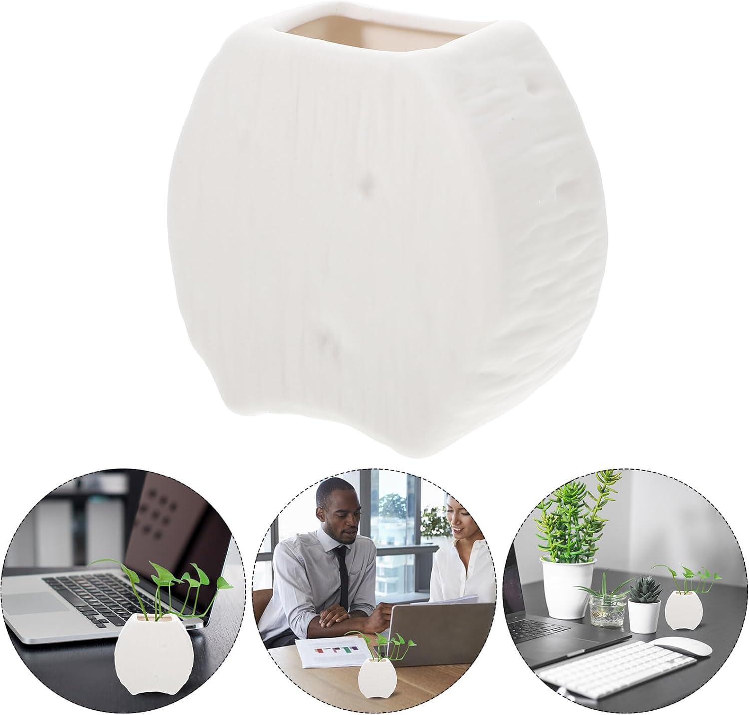 BESTOYARD Ceramic Hydroponic Flower Arrangement Pot Small White Modern