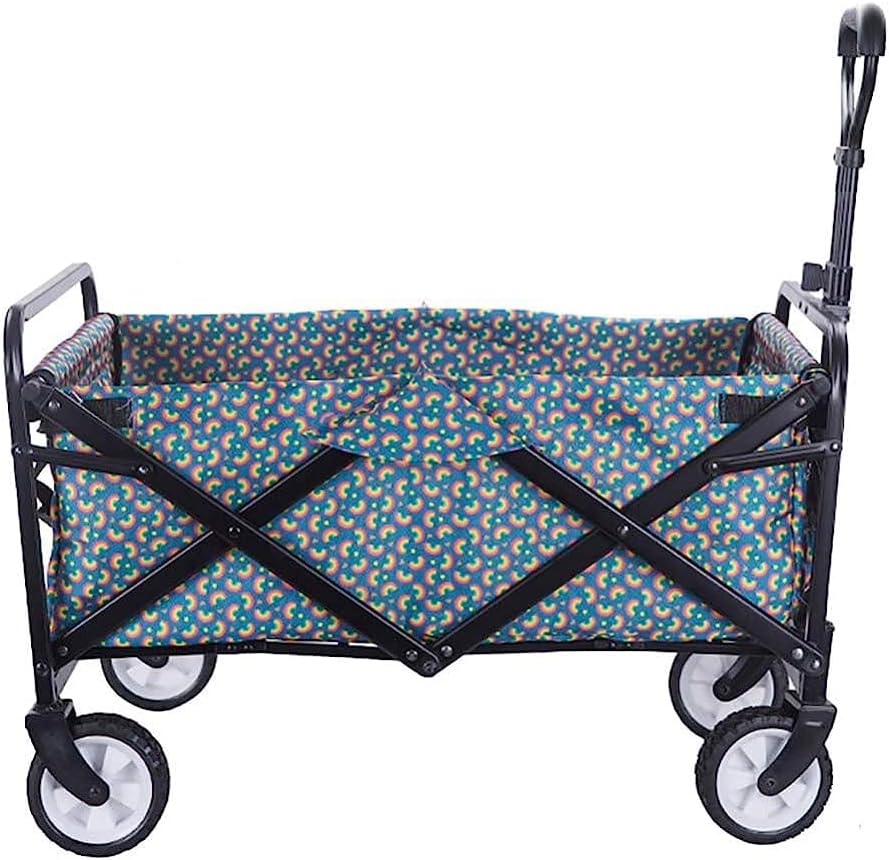 Handcart, Garden Trolley Foldable Cart Heavy Duty Festival Trolley Pull Wagon Truck Transport Cart with Brake Wheels,60 Kg /132 Pounds Capacity/F:Burst