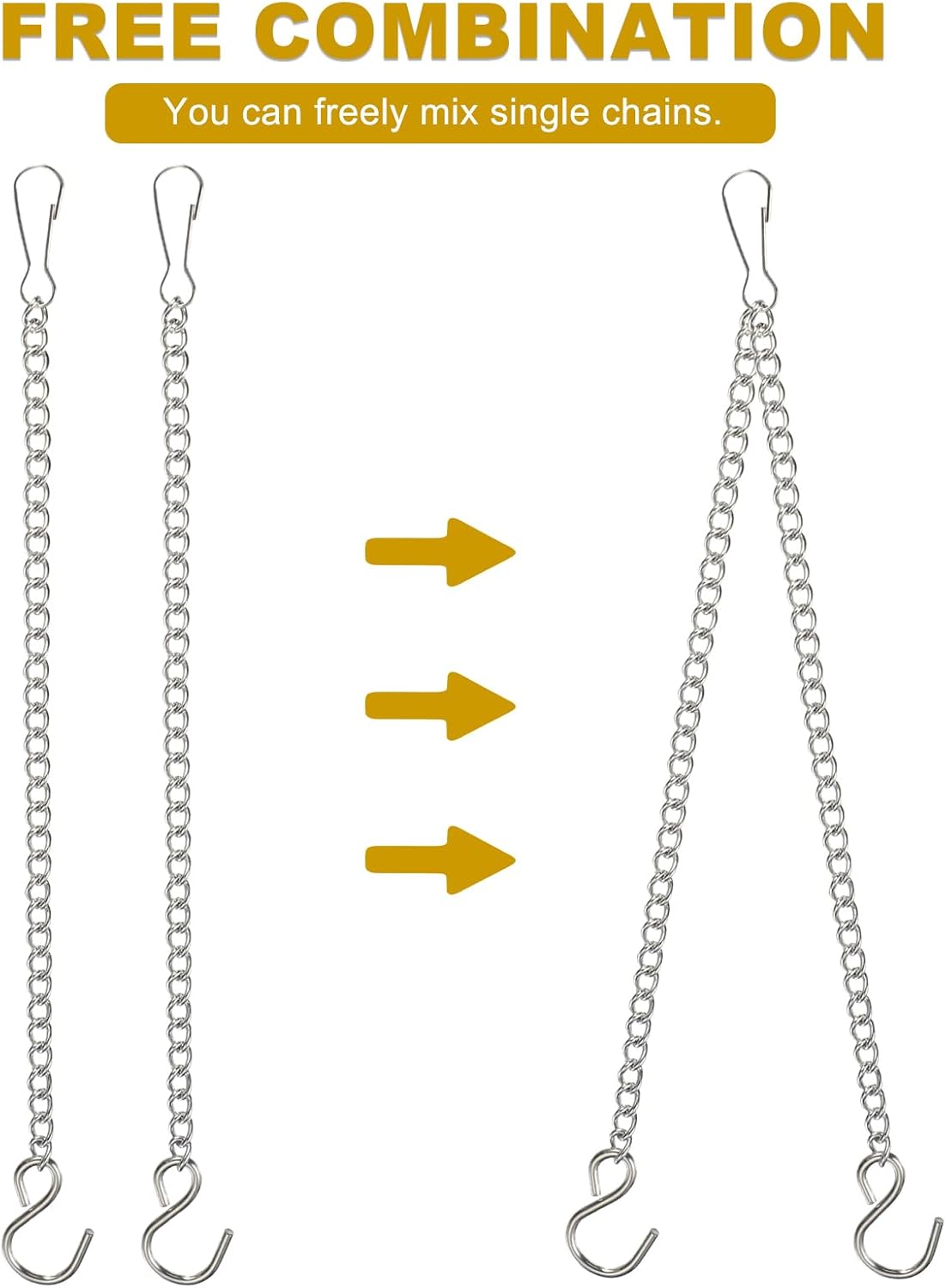 PATIKIL Hanging Chains with S-Hook, 6 Pcs Plant Hangers for Bird Feeders Planters Lanterns Wind Chimes Chalkboards and Ornament, Silver